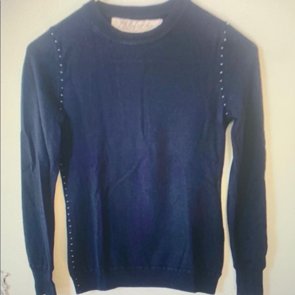 Elegant Navy Sweater with Studded Sleeves